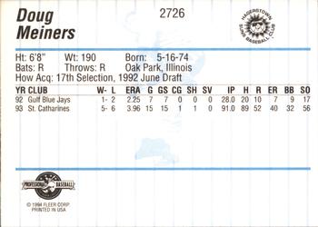1994 Fleer ProCards #2726 Doug Meiners Back