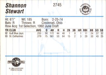 1994 Fleer ProCards #2745 Shannon Stewart Back