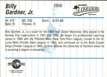 1994 Fleer ProCards #2806 Billy Gardner  Back