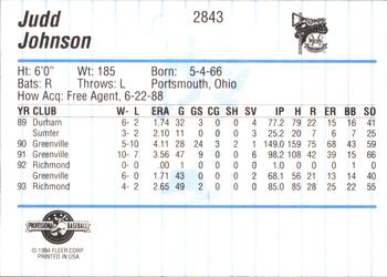 1994 Fleer ProCards #2843 Judd Johnson Back