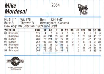 1994 Fleer ProCards #2854 Mike Mordecai Back