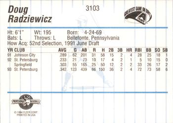 1994 Fleer ProCards #3103 Doug Radziewicz Back