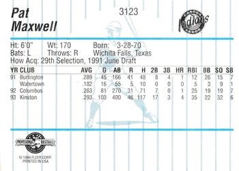 1994 Fleer ProCards #3123 Pat Maxwell Back