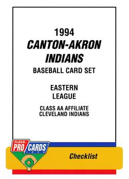 1994 Fleer ProCards #3136 Canton-Akron Indians Checklist Front