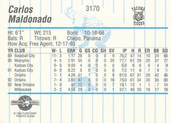 1994 Fleer ProCards #3170 Carlos Maldonado Back