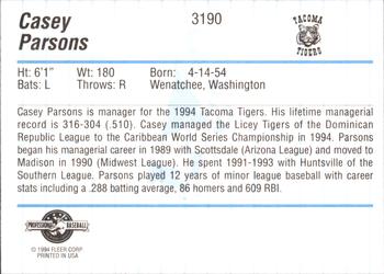 1994 Fleer ProCards #3190 Casey Parsons Back