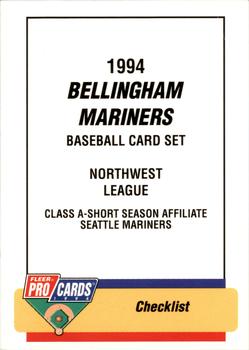 1994 Fleer ProCards #2663 Bellingham Mariners Checklist Front
