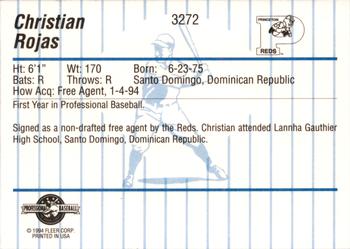 1994 Fleer ProCards #3272 Christian Rojas Back