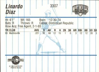 1994 Fleer ProCards #3307 Linardo Diaz Back