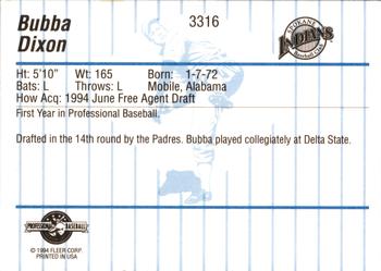 1994 Fleer ProCards #3316 Bubba Dixon Back