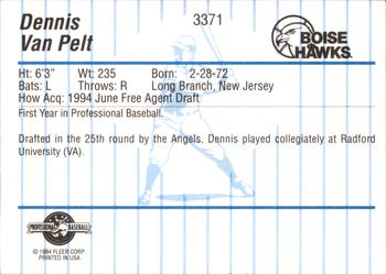 1994 Fleer ProCards #3371 Dennis Van Pelt Back