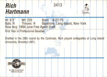 1994 Fleer ProCards #3413 Rich Hartmann Back