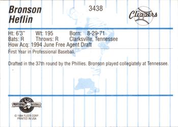 1994 Fleer ProCards #3438 Bronson Heflin Back