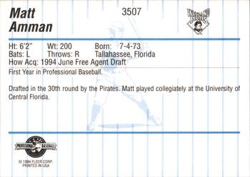 1994 Fleer ProCards #3507 Matt Amman Back