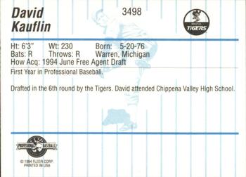 1994 Fleer ProCards #3498 David Kauflin Back