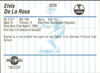 1994 Fleer ProCards #3506 Elvis De La Rosa Back