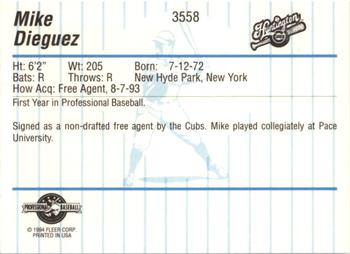 1994 Fleer ProCards #3558 Mike Dieguez Back