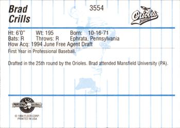 1994 Fleer ProCards #3554 Brad Crills Back