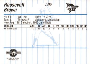 1994 Fleer ProCards #3596 Roosevelt Brown Back
