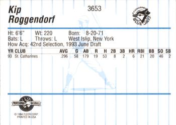 1994 Fleer ProCards #3653 Kip Roggendorf Back