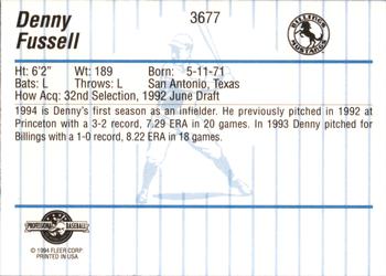1994 Fleer ProCards #3677 Denny Fussell Back