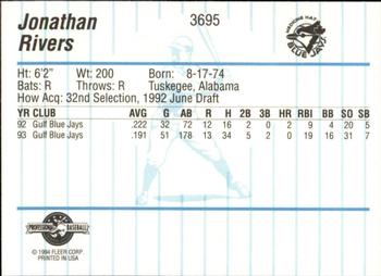 1994 Fleer ProCards #3695 Jonathan Rivers Back