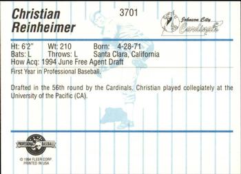 1994 Fleer ProCards #3701 Christian Reinheimer Back