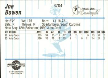 1994 Fleer ProCards #3704 Joe Bowen Back