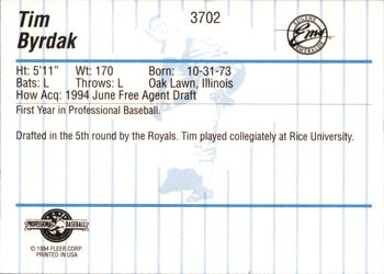 1994 Fleer ProCards #3702 Tim Byrdak Back