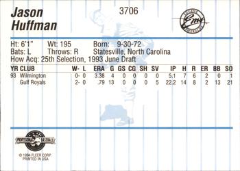 1994 Fleer ProCards #3706 Jason Huffman Back