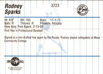 1994 Fleer ProCards #3723 Rodney Sparks Back