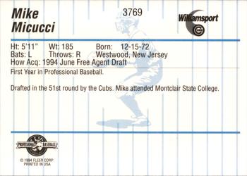 1994 Fleer ProCards #3769 Mike Micucci Back