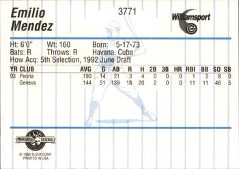 1994 Fleer ProCards #3771 Emilio Mendez Back