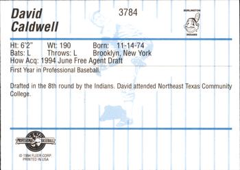 1994 Fleer ProCards #3784 David Caldwell Back