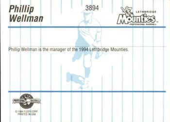 1994 Fleer ProCards #3894 Phillip Wellman Back
