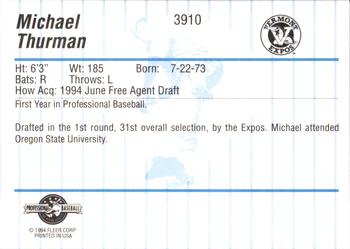 1994 Fleer ProCards #3910 Michael Thurman Back