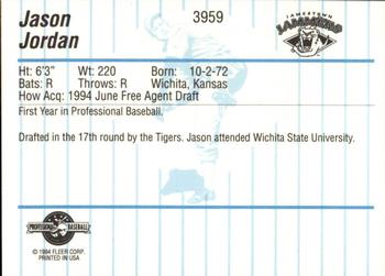 1994 Fleer ProCards #3959 Jason Jordan Back