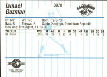 1994 Fleer ProCards #3978 Ismael Guzman Back