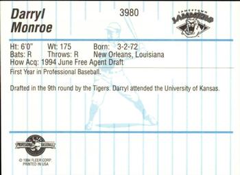 1994 Fleer ProCards #3980 Darryl Monroe Back