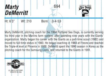 1994 Fleer ProCards #694 Marty DeMerritt Back