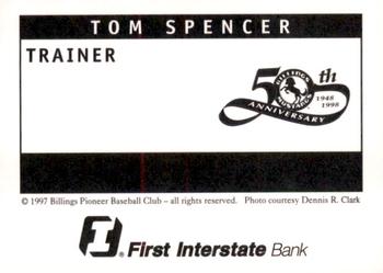 1998 Billings Mustangs #NNO Tom Spencer Back