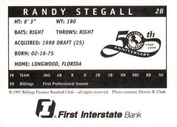 1998 Billings Mustangs #NNO Randy Stegall Back