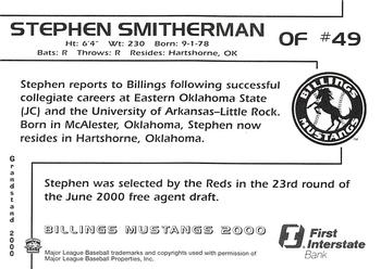 2000 Grandstand Billings Mustangs #NNO Stephen Smitherman Back