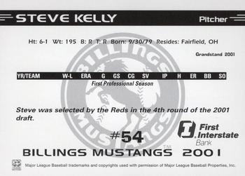 2001 Grandstand Billings Mustangs #NNO Steve Kelly Back
