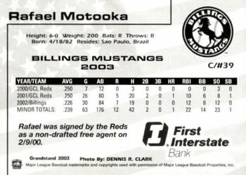 2003 Grandstand Billings Mustangs #NNO Rafael Motooka Back