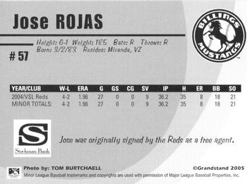 2005 Grandstand Billings Mustangs #NNO Jose Rojas Back