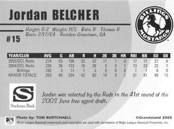 2005 Grandstand Billings Mustangs #NNO Jordan Belcher Back