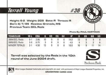 2006 Grandstand Billings Mustangs #NNO Terrell Young Back