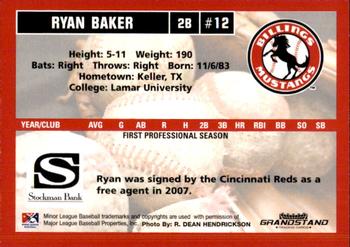 2007 Grandstand Billings Mustangs #NNO Ryan Baker Back