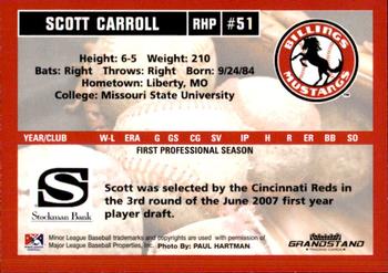 2007 Grandstand Billings Mustangs #NNO Scott Carroll Back